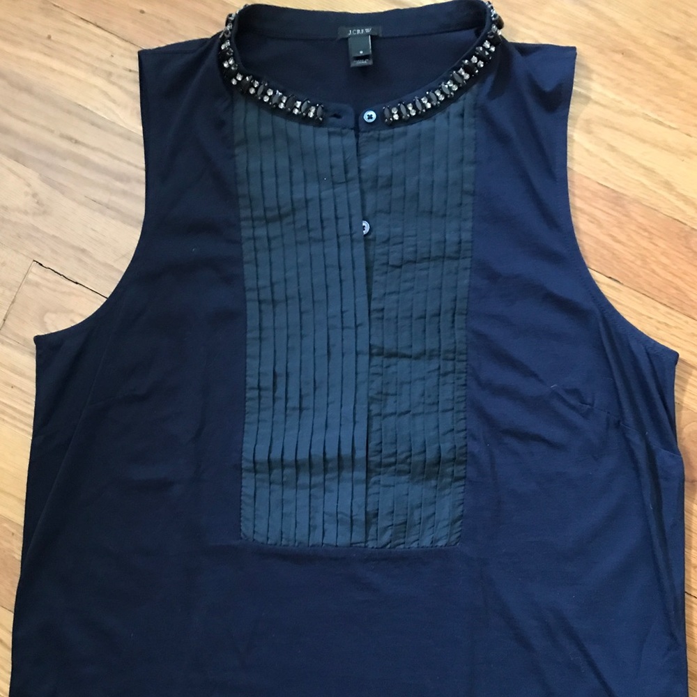 J. Crew Jeweled Neck Top